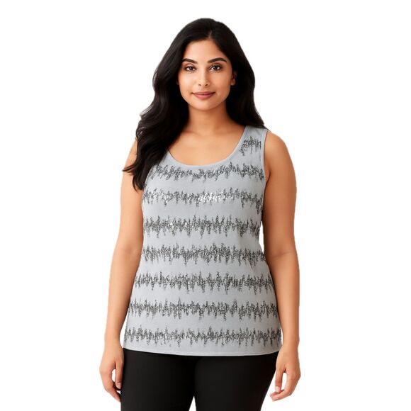 NEW Gray & Silver Sequin Top - Picture 1 of 8